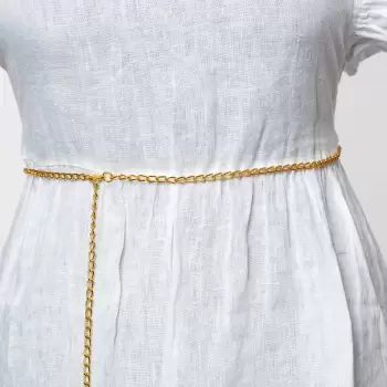 Curea metalica din lant simplu auriu imagine