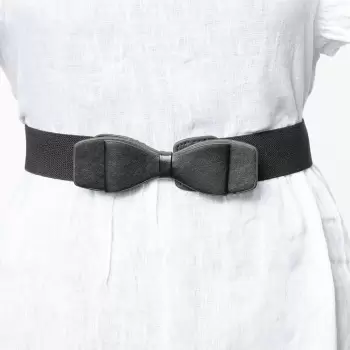 Curea neagra, 4 cm latime din material elastic cu fundita dubla neagra imagine