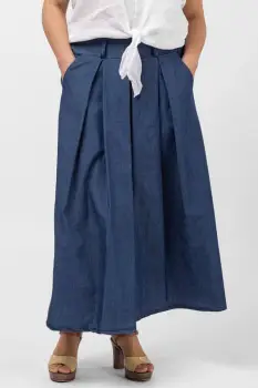 Fusta de blugi cu pense, albastru jeans inchis imagine