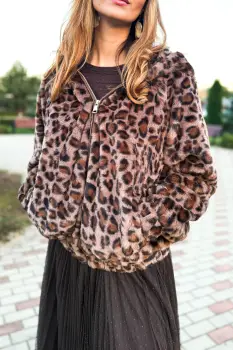 Geaca din blanita artificiala animal print imagine