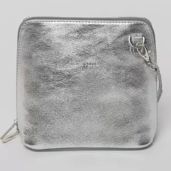Geanta crossbody, argintie, din piele naturala imagine