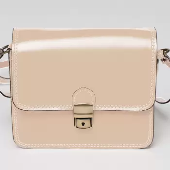 Geanta crossbody bej deschis din piele naturala tip postas imagine