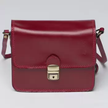 Geanta crossbody bordo din piele naturala, tip postas imagine