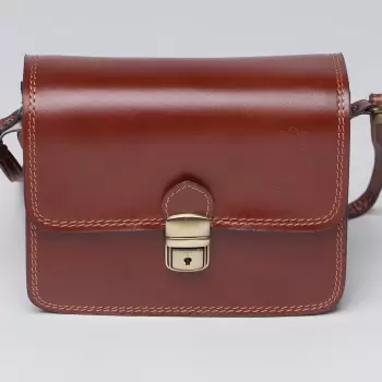 Geanta crossbody coniac deschis din piele naturala, tip postas imagine