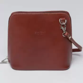 Geanta crossbody, coniac, din piele naturala imagine