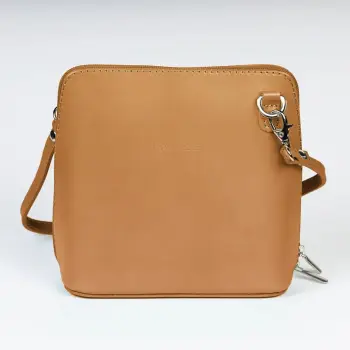 Geanta crossbody, din piele naturala, capucino imagine