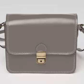 Geanta crossbody din piele naturala, tip postas, gri imagine