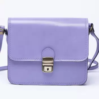 Geanta crossbody din piele naturala, tip postas, lila imagine