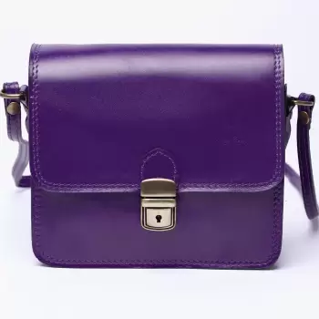 Geanta crossbody din piele naturala, tip postas, mov imagine