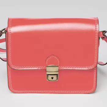 Geanta crossbody din piele naturala, tip postas, roz somon imagine