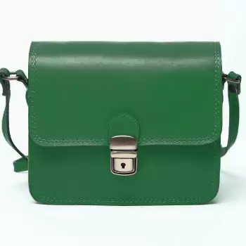 Geanta crossbody din piele naturala, tip postas, verde imagine