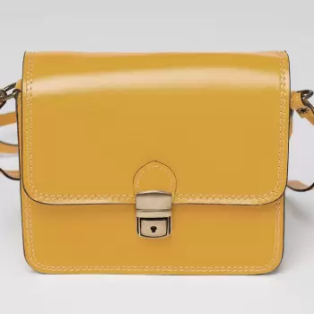 Geanta crossbody galben mustar din piele naturala, tip postas imagine