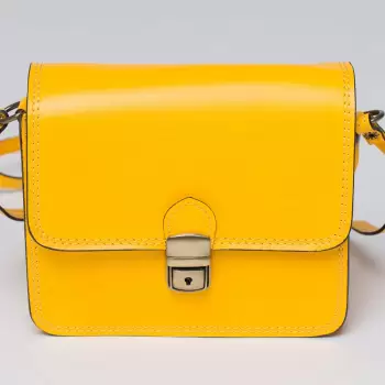 Geanta crossbody galbena din piele naturala, tip postas imagine