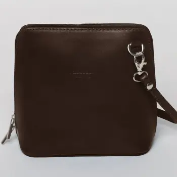 Geanta crossbody, maro inchis, din piele naturala imagine