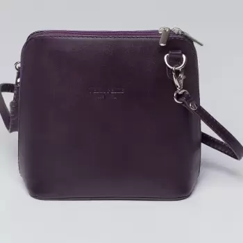 Geanta crossbody, mov inchis, din piele naturala imagine