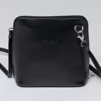 Geanta crossbody, neagra, din piele naturala imagine