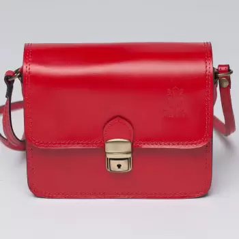 Geanta crossbody rosie din piele naturala, tip postas imagine