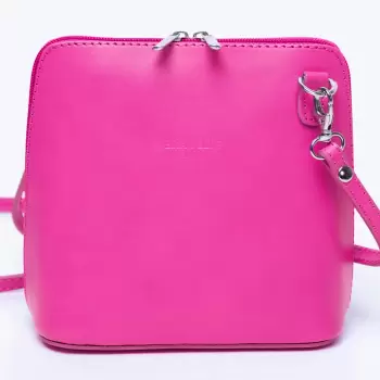 Geanta crossbody, roz fucsia din piele naturala imagine