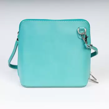 Geanta crossbody, turcoaz deschis, din piele naturala imagine
