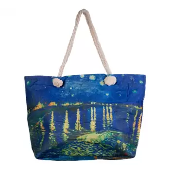 Geanta de plaja din material textil, cu imprimeu lac luminat noaptea imagine