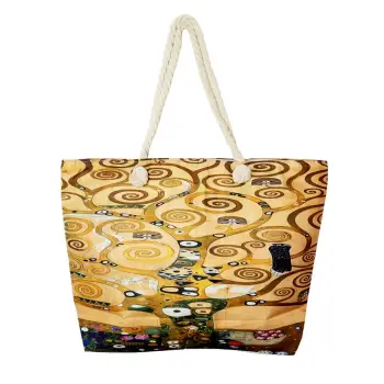 Geanta de plaja din material textil, cu reproducere dupa    Pomul Vietii    - Gustav Klimt imagine