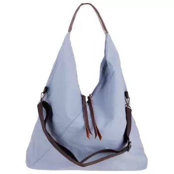 Geanta de umar din material textil si cu bareta crossbody, bleu imagine