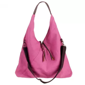 Geanta de umar din material textil si cu bareta crossbody, fucsia imagine