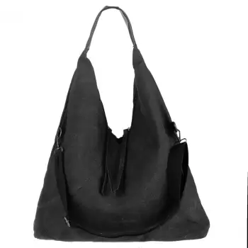 Geanta de umar din material textil si cu bareta crossbody, neagra imagine