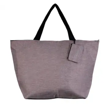 Geanta de weekend bej inchis din material textil panzat imagine