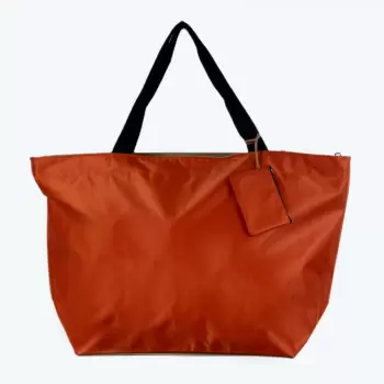 Geanta de weekend portocalie din material textil usor lucios imagine