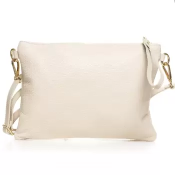 Geanta plic crossbody alb ivory, din piele naturala imagine