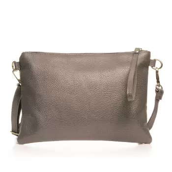 Geanta plic crossbody bej inchis, din piele naturala imagine