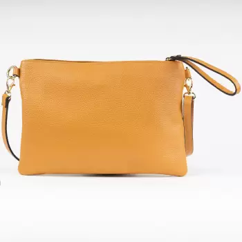 Geanta plic crossbody camel, din piele naturala imagine