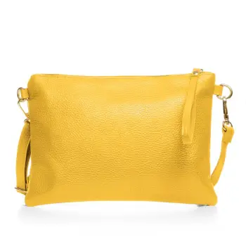 Geanta plic crossbody galbena, din piele naturala imagine