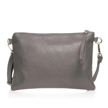 Geanta plic crossbody gri, din piele naturala imagine