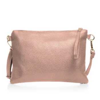 Geanta plic crossbody roz deschis, din piele naturala imagine