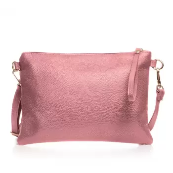 Geanta plic crossbody roz prafuit, din piele naturala imagine