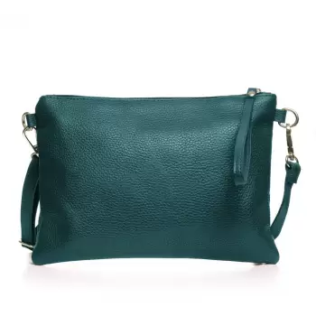 Geanta plic crossbody turcoaz inchis, din piele naturala imagine