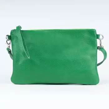 Geanta plic crossbody verde, din piele naturala imagine