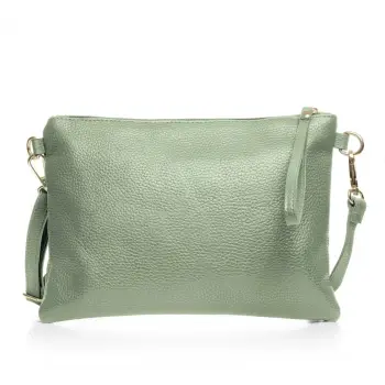 Geanta plic crossbody verde fistic, din piele naturala imagine