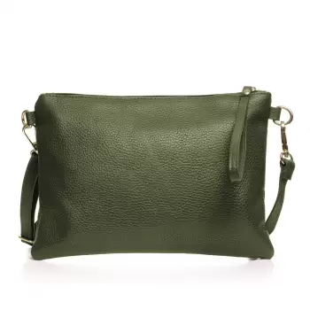 Geanta plic crossbody verde kaki, din piele naturala imagine