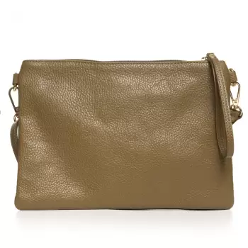 Geanta plic crossbody verde oliv, din piele naturala imagine