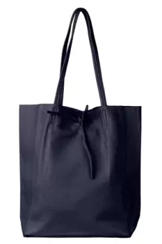 Geanta shopper bleumarin din piele naturala imagine