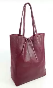 Geanta shopper bordo din piele naturala imagine