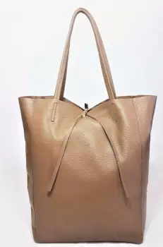 Geanta shopper camel din piele naturala imagine