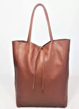 Geanta shopper caramizie din piele naturala imagine