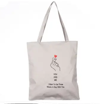 Geanta shopper din material textil, cu imprimeu You and Me imagine