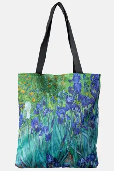 Geanta shopper din material textil, imprimata cu reproducere dupa    Irisi   - de Van Gogh - Shopika imagine