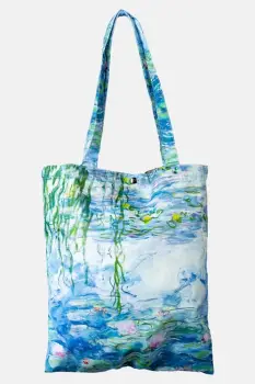 Geanta shopper din material textil, imprimata cu reproducere dupa Nuferii de Claude Monet imagine