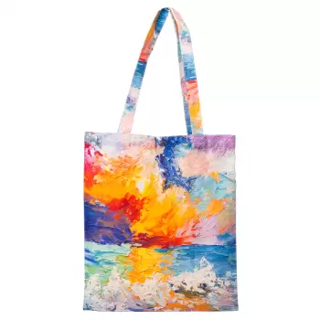 Geanta shopper din material textil, imprimeu inpirat dintr-o pictura moderna imagine